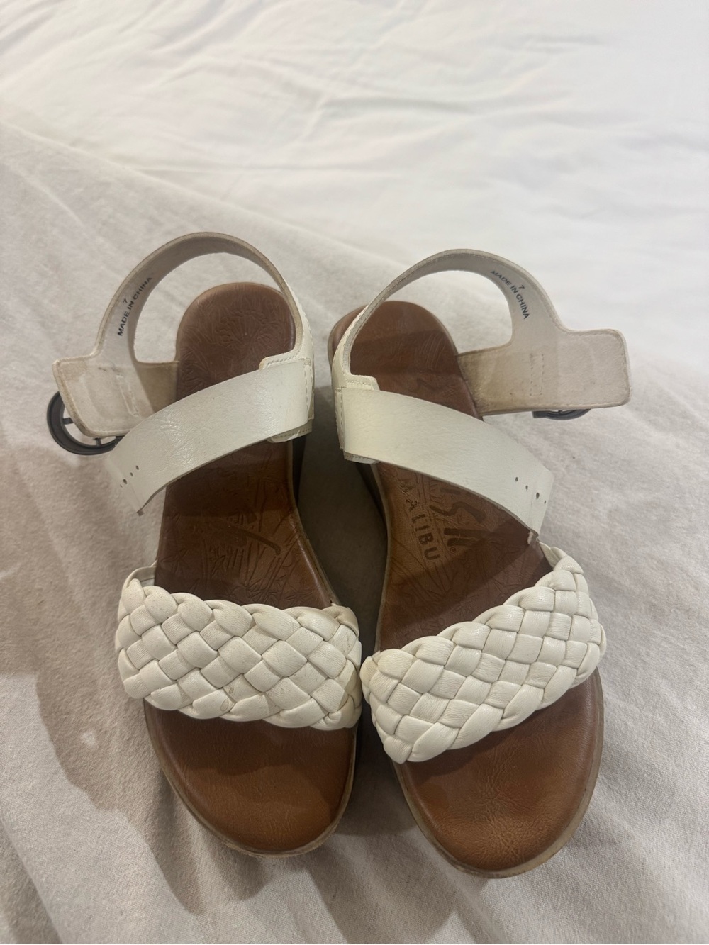 Blowfish White Braided Platform Sandals